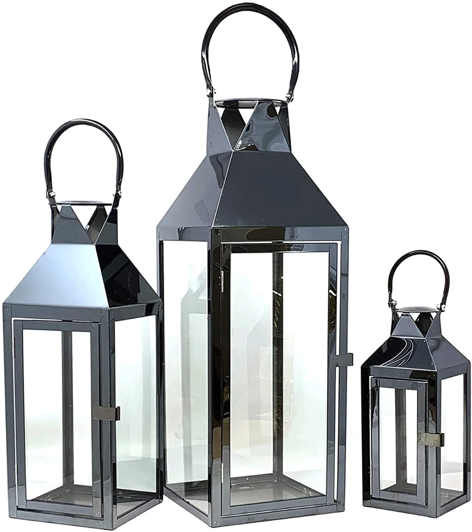 Luxury Modern Indoor/Outdoor Hurricane Candle Lantern Set