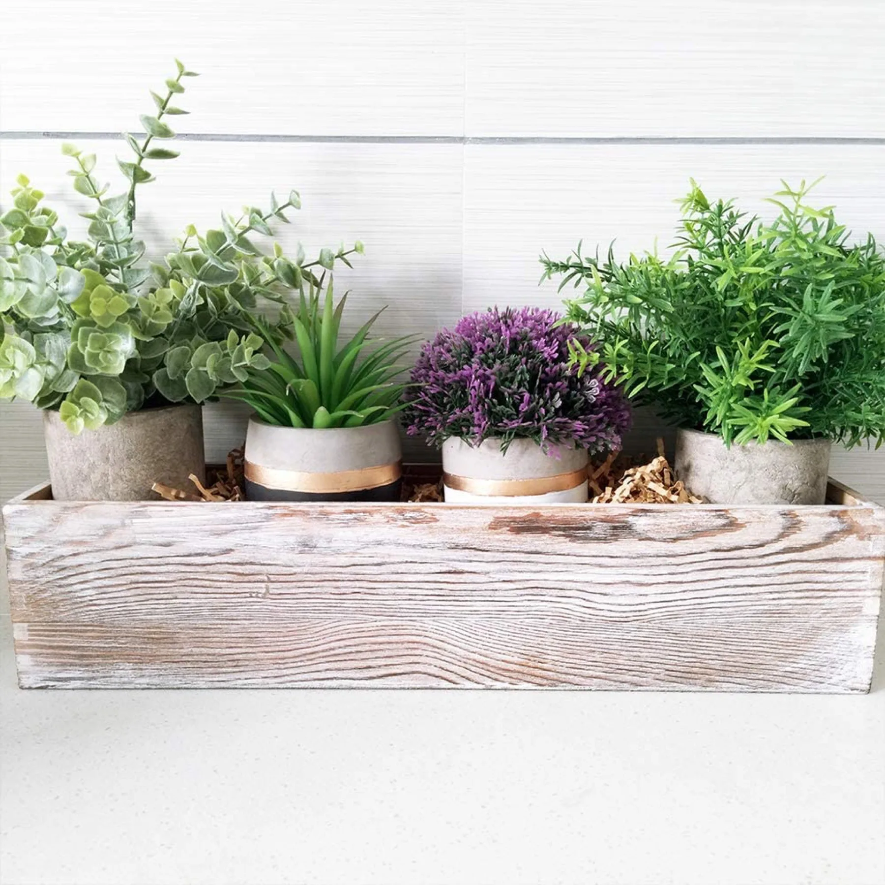 Wooden Rectangular Planter with Inner Plastic Box