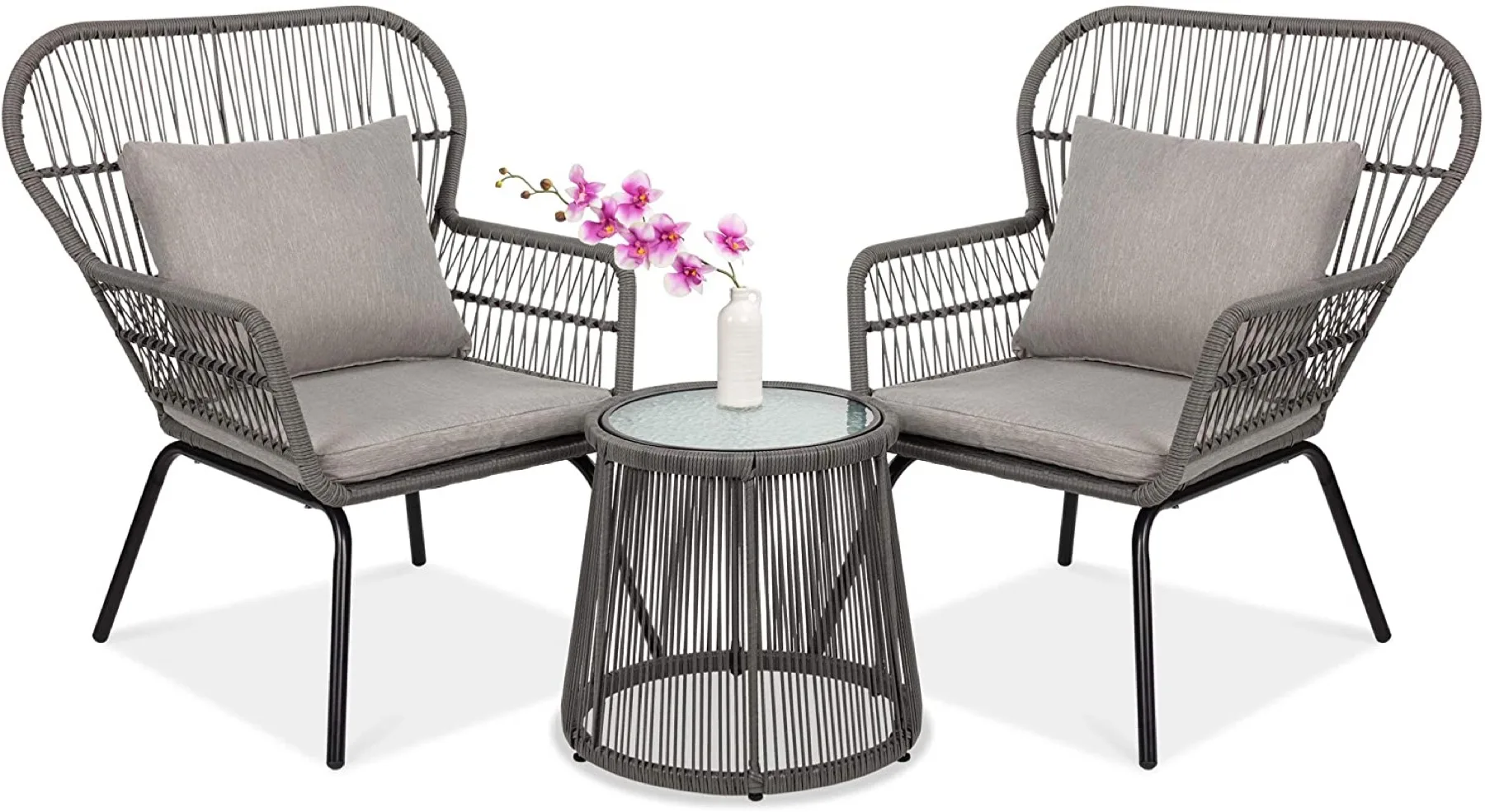 Best Choice Products 3-Piece Outdoor Wicker Conversation Bistro Set