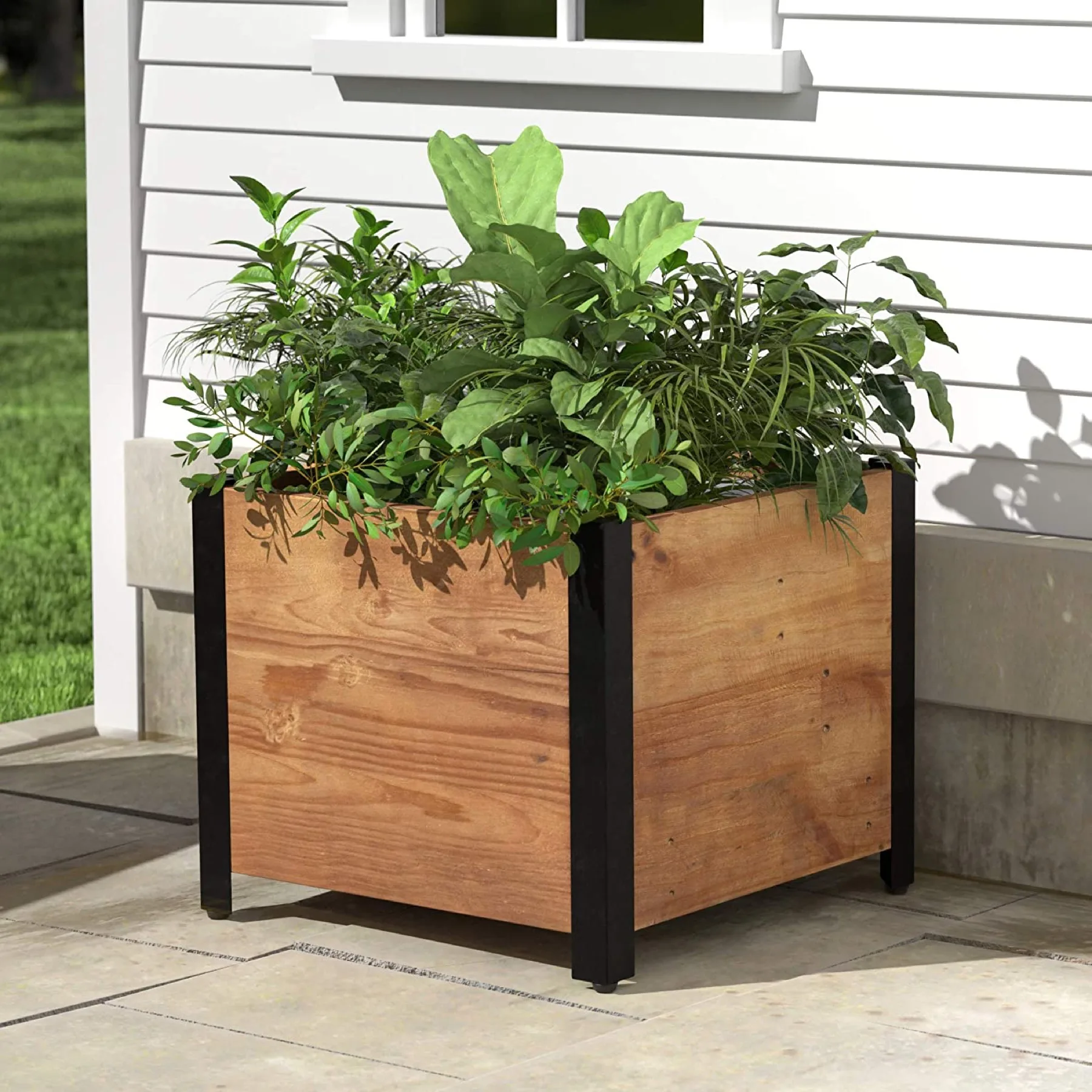 Recycled Wood Square Garden Planter